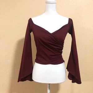 Windsor S Burgundy Off the Shoulder Cropped Top